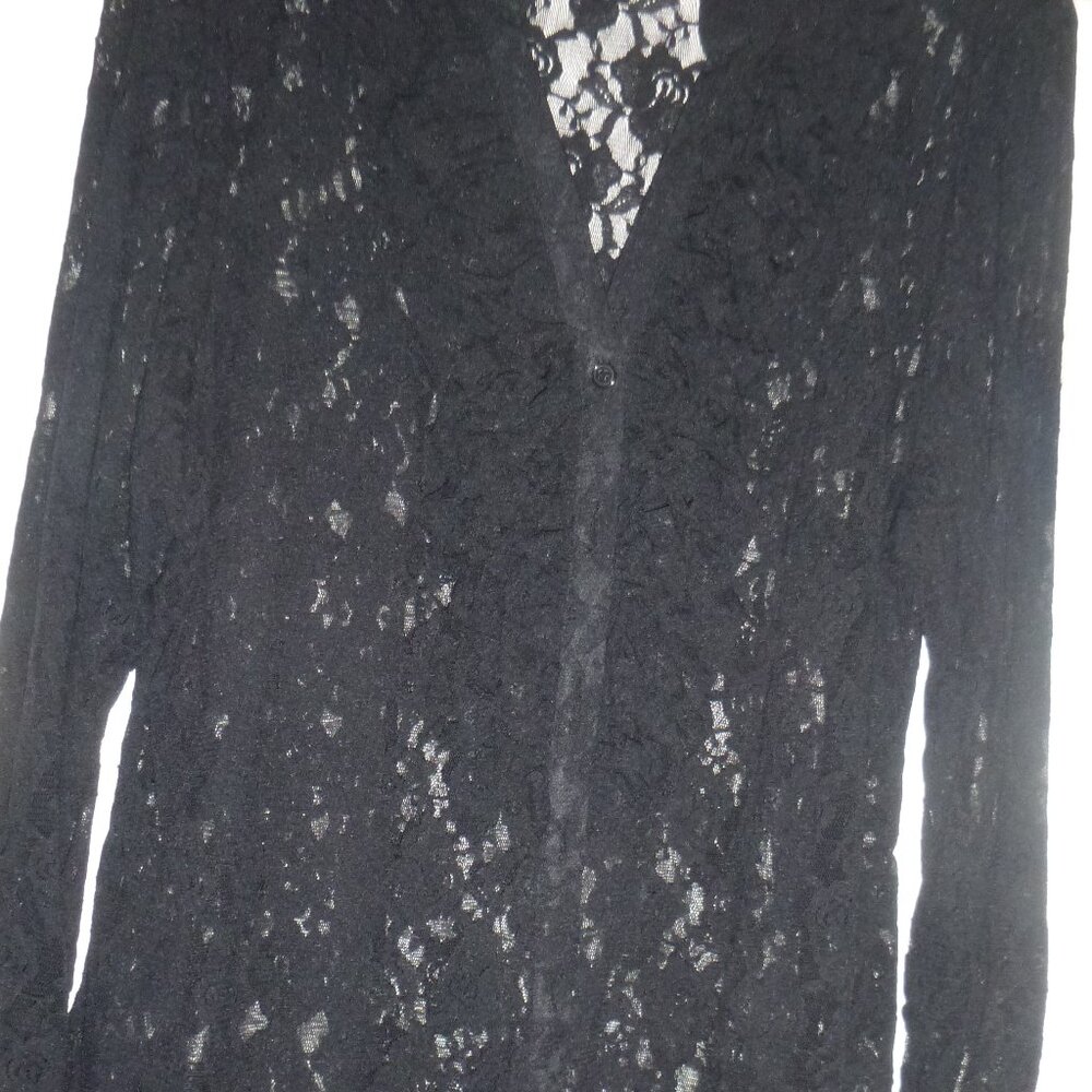 Style & Co Women’s Sheer, Black lace, Blouse